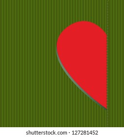 Romantic half heart background on green background.
 Postcards for congratulations. Symbol of love and life. Graphic abstract vector illustration. Print, template.