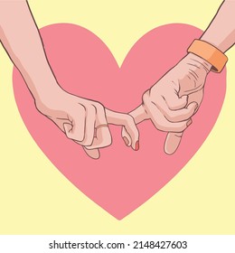 Ilustración vectorial de pareja de mano romántica