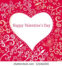 Romantic hand drawn floral Valentine's day card