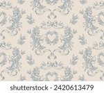 Romantic hand drawn  Love Theme Tattoo art  seamless pattern. Cupid and Angel , Heart,  butterfly, rose in trendy retro style. Vector,Design for fashion , fabric, and all prints 