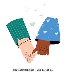 Romantic Hand Holding Gesture In Flat Vector Illustration Symbolizing Love, Trust, And Relationship Connection, Isolated On White Background