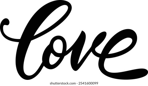 Romantic Hand-Drawn Love Lettering Design - Perfect for Valentines, Weddings, and Special Occasions.