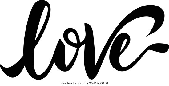 Romantic Hand-Drawn Love Lettering Design - Perfect for Valentines, Weddings, and Special Occasions.