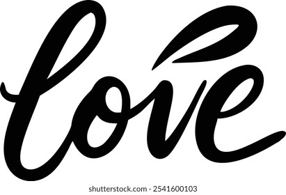 Romantic Hand-Drawn Love Lettering Design - Perfect for Valentines, Weddings, and Special Occasions.