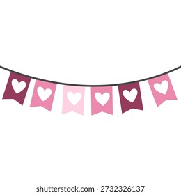 Elementos de decoração suspensos românticos para o Dia dos Namorados, convites de casamento, cartões de aniversário, decorações de festa, design de mídia social, cartazes e cartões comemorativos. Ilustração vetorial de estilo plano.