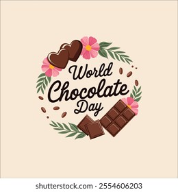 Romantic Happy Chocolate Day Illustration with Glossy Heart and Dripping Chocolate
Sweet Heart Design for Happy Chocolate Day Celebration
