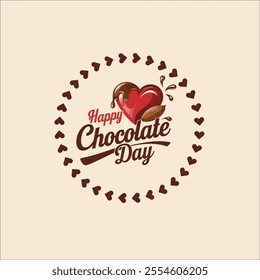 Romantic Happy Chocolate Day Illustration with Glossy Heart and Dripping Chocolate
Sweet Heart Design for Happy Chocolate Day Celebration
