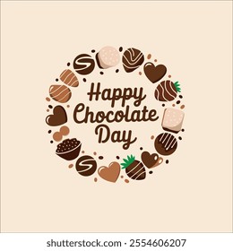 Romantic Happy Chocolate Day Illustration with Glossy Heart and Dripping Chocolate
Sweet Heart Design for Happy Chocolate Day Celebration
