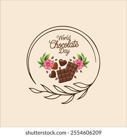 Romantic Happy Chocolate Day Illustration with Glossy Heart and Dripping Chocolate
Sweet Heart Design for Happy Chocolate Day Celebration
