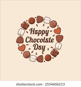 Romantic Happy Chocolate Day Illustration with Glossy Heart and Dripping Chocolate
Sweet Heart Design for Happy Chocolate Day Celebration
