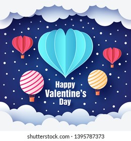 Romantic Happy Valentine Card Paper Art Illustration, Suitable For Greeting Card, Email, Banner, Social Media, and Other Valentine Related Occasion