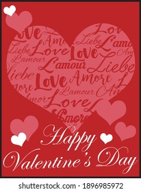 Romantic Happy Valentine's Day card with heart symbol and love slogan - Vector lovely poster