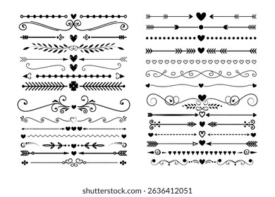 Romantic Heart and Arrow Decorative Dividers Romantic Heart and Arrow Decorative Dividers 