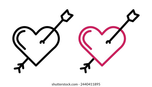 Romantic Heart and Arrow Illustrations. Cupid's Arrow and Valentine Symbol Collection