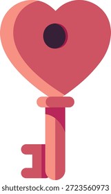 Una llave de lazo corazón romántico con tonos rosas y rojos suaves y un poco simple.