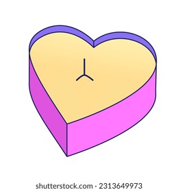 Romantic heart candle front view flat vector cartoon icon. Floating scented candle. Editorial, magazine spot illustration. Colorful object isolated on white. Editable 2D simple drawing, graphic design