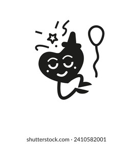 Romantic heart, composition of a cheerful heart with a balloon. A loving heart for February 14, Valentine's Day and March 8. Postcard for the holiday. 