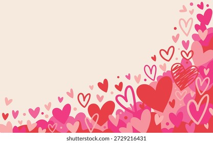 Romantic heart corner border background with copy space