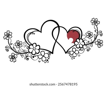 Romantic Heart Design with Floral Wreath illustration vector design