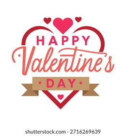 Romantic Heart Elements Happy Valentine’s Day Vector Illustration
