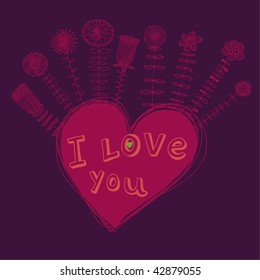 romantic heart with flowers