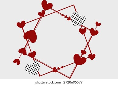Marco romántico del corazón con las líneas geométricas Abstractas