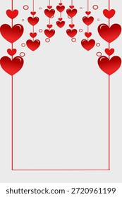 Marco romántico del corazón con las líneas geométricas Abstractas Fondo blanco con el corazón rojo, guardián.