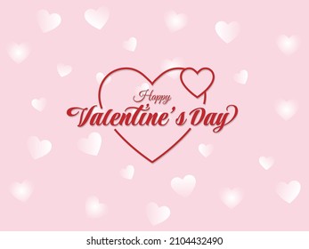 Romantic Heart Happy Valentine's Day Text Type Font Calligraphy Paper Card Background Vector Illustration