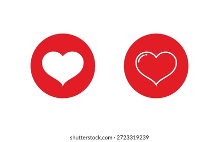 Romantic heart icon in red circle. Love, romance symbol