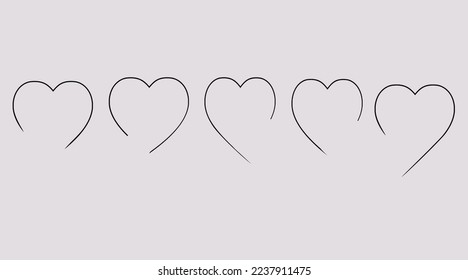 Romantic Heart Icon vector flat design in trendy style for Marriage Celebration. Love related vector line icons. Heart icons, concept of love, linear icons thin grey line