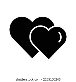 Diseño plano del vector del icono romántico del corazón sobre fondo blanco
