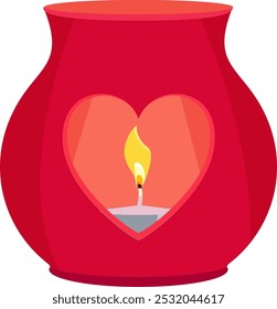 Romantic heart lantern for aroma candle cartoon icon