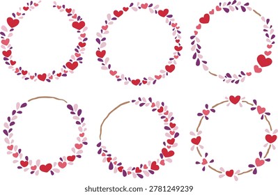 Romantic Heart and Leaf Wreath frame for Valentine's Day and Wedding Invitations.