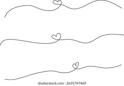 Romantic Heart Line Divider Vector Illustration – Minimalist Hand-Drawn Love Border Design for Invitations, Cards, and Decorative Projects