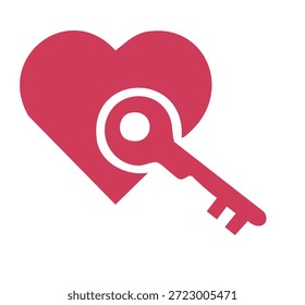 Icono romántico de la cerradura del corazón para el aniversario de boda y el diseño secreto del amor dulce