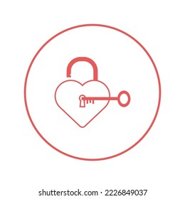 Romantic heart lock love icon | Circle version icon |