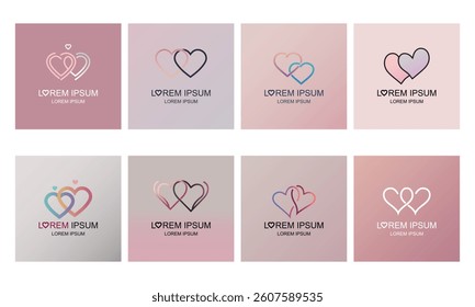Romantic Heart Logo Set - Love, Wedding, Valentine, Relationship