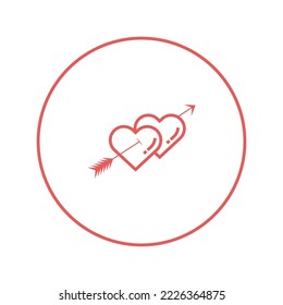 Romantic heart love arrow icon | Circle version icon |
