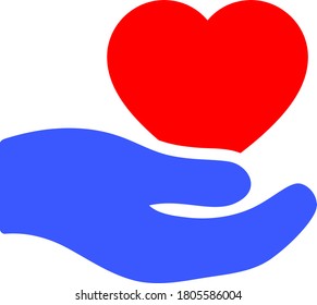 Romantic Heart Offer Hand flat vector pictogram. An isolated icon on a white background.