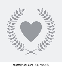 Romantic heart on laurel