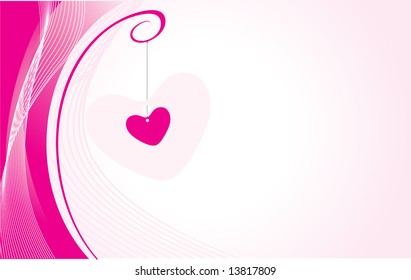 romantic heart on wavy background, wallpaper