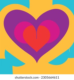 romantic heart rainbow motion lines texture concept