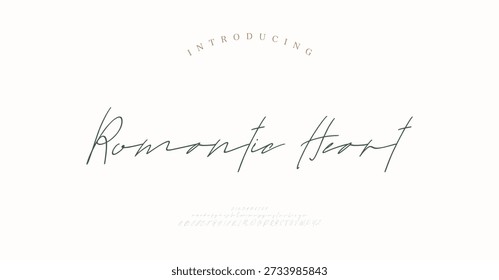Corazón romántico, Script letras y números de alfabeto elegantes de lujo premium. Elegante tipografía de boda clásica serif fuente decorativa vintage retro. Ilustración vectorial creativa
