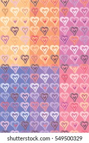 Romantic heart seamless pattern. Vector set. 