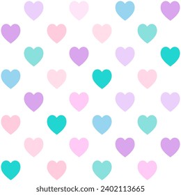 Romantic Heart shape seamless pattern, white background