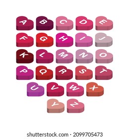Romantic heart shaped and valentine love font style
