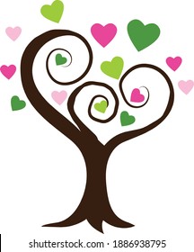Romantic Heart Tree Vector  , illustration 