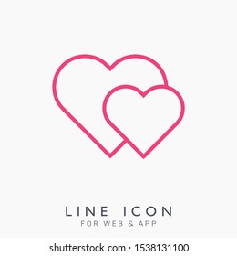 Romantic heart valentine line vector pictogram icon. Holiday element.