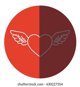 romantic heart wings cute decoration icon circle
