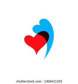 Romantic hearts icon blue and red. Heart icon isoleated on white background. Love symbol. Happy valentines day and wedding design elements. Simple vector element illustration in a modern style.